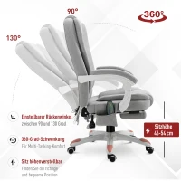Vinsetto massagestoel, bureaustoel, gamestoel, polyester, schuimstof, nylon, grijs, 66 x 63 x 107-115 cm(m-5)