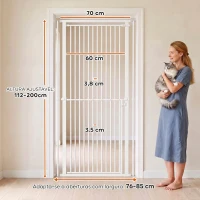 PawHut Barreira de Segurança Extra Alta para Crianças, Cães e Gatos 112-200 cm, Largura Ajustável 76-85 cm para Portas e Escadas(m-3)