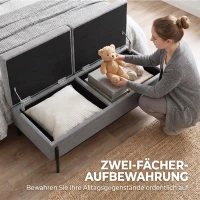 HOMCOM Opbergbank van linnen, bedbank met 2 compartimenten, klapdeksels en extra dikke bekleding, 117 x 50 x 44 cm(m-4)