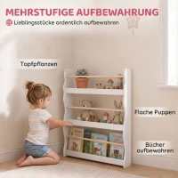 AIYAPLAY Regał na książki dla dzieci, montowany na ścianie regał dziecięcy z 3 poziomami, półka ścienna z Kippschtz 60 x 15 x 73 cm Biały(m-5)