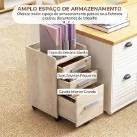 HOMCOM Gaveteiro de Secretária com Rodas, 3 Gavetas, Fechadura e 2 Chaves, Barras Ajustáveis para Arquivo, 39,2x40x65,4 cm, Carvalho(m-4)