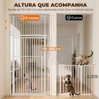 PawHut Barreira de Segurança Extra Alta para Crianças, Cães e Gatos 112-200 cm, Largura Ajustável 76-85 cm para Portas e Escadas(m-4)