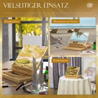 Vinsetto Tafel schildersezel, kleine schildersezel, 1 lade, 3 vakken, massief hout, natuurlijk(m-8)