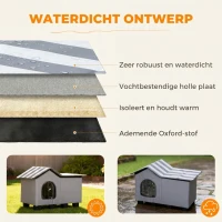 PawHut Waterafstotend kattenhuis met afneembaar zadeldak, warmte-isolatie en platform, 70 x 43 x 45 cm, grijs(m-5)