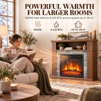 HOMCOM Freestanding Electric Fireplace Suite, 1800W, Open Shelf, Electric Fire and Surround with LED Flame, Remote, Grey(m-5)