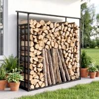 Outsunny Abri-bûches range-bûche extérieur charge maximale 2000 kg avec housse de protection imperméable 185 x 62 x 184 cm noir(m-9)