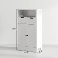 kleankin Badkamerkast met 2 Laden, Deur, 60 x 30 x 109 cm, Wit(m-3)