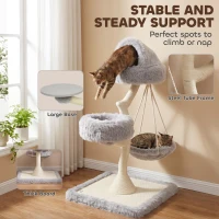 PawHut 115 cm Modern Cat Tree Tower for Large Cats with Sisal Scratching Post, Holds 1 Cat up to 6kg, Machine-Washable Beds(m-7)