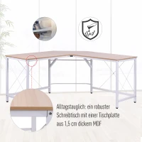 HOMCOM Computertafel L-vormig hoekbureau MDF naturel / zwart hoekbureau(m-5)