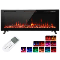 HOMCOM 3 IN 1 Slim Electric Fire, Wall Mounted/Recessed/Freestanding, Electric Fireplace with 12 Flame Colours, 5 Brightness(m-15)