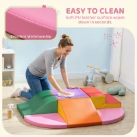 HOMCOM 6 Piece Soft Play Equipment for Kids Climb and Crawl, Red(m-6)
