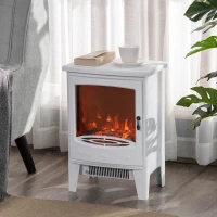 HOMCOM LED elektrische haard staande haard haardkachel met vlameffect 900/1800W metaal ABS kunststof glas wit 39 x 26 x 54,8 cm(m-2)
