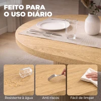 HOMCOM Mesa de Jantar Oval Rústica para 4 Pessoas com Tampo Grosso e Pés Tipo Tambor, 120x60x76 cm, Carvalho(m-7)