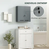 kleankin Medicijnkast, afsluitbare medicijnkast met 2 deuren en 6 planken, antracietgrijs(m-4)