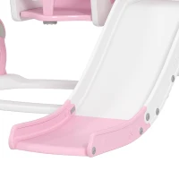 AIYAPLAY Toboggan et balançoire pour enfants 4 en 1 avec panier de basket et échelle, 147,5 x 160 x 107 cm, rose(m-12)