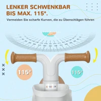 AIYAPLAY Loopfiets, verstelbare zitting, Fluisterwielen, Voor 1-3 jaar, Tot 20 kg, Bruin/Wit(m-4)