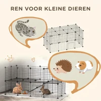 PawHut Ren kleine huisdieren box metalen rooster vele vormen zwart metaal(m-5)
