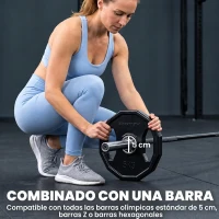 SPORTNOW Conjunto de 2 Discos de Pesas de 5 kg con Orificio de 50 mm para Entrenamiento de Fuerza  Ø24x3,5 cm Negro(m-5)
