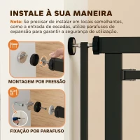 PawHut Barreira de Segurança Extra Alta para Crianças, Cães e Gatos 112-200 cm, Largura Ajustável 76-85 cm, para Portas e Escadas(m-7)