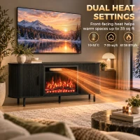 HOMCOM Electric Fireplace TV Stand for 70" TVs, 1800W Entertainment Center with Adjustable Flame Effect, Storage(m-6)