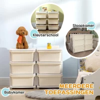 HOMCOM Opbergdoos voor Kinderen, Kinder-Opbergdoos, 3 Laden, Wit(m-5)