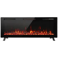 HOMCOM 3 IN 1 Slim Electric Fire, Wall Mounted/Recessed/Freestanding, Electric Fireplace with 12 Flame Colours, 5 Brightness(m-1)