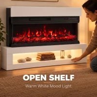 HOMCOM 3-Sided Electric Fireplace, Freestanding/Wall Mounted Electric Fire Heater with Adjustable Flame, Mood Light, ECO Mode(m-5)