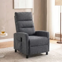 HOMCOM Fauteuil Inclinable de Massage par Vibration, Fauteuil de Relaxation en Chenille avec Dossier Réglable par Poussée, Gris(m-2)