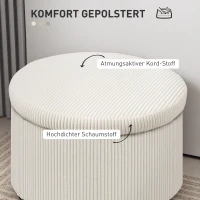 HOMCOM Voetenbank met 97 L Opbergruimte, Corduroy, Schuim, Zitkruk, Beige(m-5)