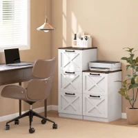 HOMCOM Caisson de Bureau avec 2 Tiroirs, Dossiers Suspendus pour Formats Lettre/A4, Style Rustique, 40x40x71cm, Blanc(m-8)