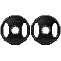 SPORTNOW Conjunto de 2 Discos de Pesas de 5 kg con Orificio de 50 mm para Entrenamiento de Fuerza  Ø24x3,5 cm Negro(m-11)