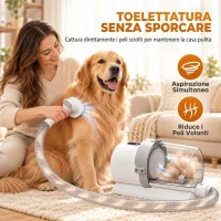 PawHut Kit Toelettatura Cani Gatti 5 in 1 con Aspirapolvere 10 kPa, Tosatrice, Spazzola, 2.5L, 3 Velocità, Silenzioso(m-5)