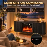 HOMCOM Electric Fireplace TV Stand for 70" TVs, 1800W Entertainment Center with Adjustable Flame Effect, Storage(m-7)