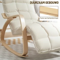 HOMCOM Gestoffeerde Schommelstoel, Ontspanningsfauteuil met Armleuningen en Stalen Frame, voor Woonkamer, Slaapkamer, Cremewit(m-7)