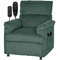HOMCOM Corduroy Electric Recliner Armchair with Massage and Heat - Green(m-15)