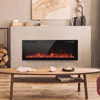 HOMCOM 3 IN 1 Slim Electric Fire, Wall Mounted/Recessed/Freestanding, Electric Fireplace with 12 Flame Colours, 5 Brightness(m-8)