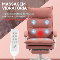 Vinsetto Cadeira de Escritório com 6 Pontos de Massagem e 5 Modos Reclinável com Função de Aquecimento 66x74x114-121,5 cm Rosa(m-5)