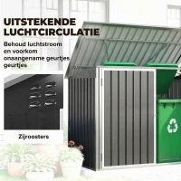 Outsunny Vuilnisbakombouw voor 2 bakken van gegalvaniseerd staal met klapdeksel, gasveer, dubbele deuren en ventilatieopeningen(m-6)