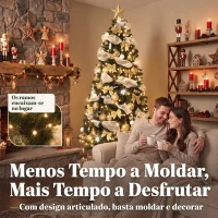 HOMCOM Árvore de Natal Artificial Pré-iluminada 230 cm com 250 Luzes LED, 8 Modos, 1136 Pontas, Comando à Distância, Verde(m-7)