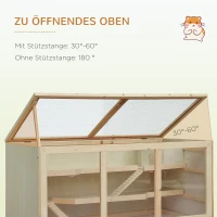 PawHut hamsterkooi, knaagdierenkooi, muizenkooi met trappetjes, drie verdiepingen massief hout PVC naturel(m-6)