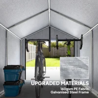 Outsunny 1.6 x 2.2m Garden Shed Tent, Waterproof Outdoor Storage Tent, Roll-up Zipper Door Galvanised Steel Frame, Light Grey(m-4)