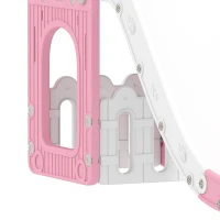 AIYAPLAY Toboggan pour tout-petits 5 en 1 toboggan autoportant pour enfant avec panier de basket, télescope, 178x70x86cm, jaune(m-14)