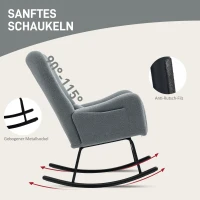 HOMCOM Schommelstoel, Pluizige Bekleding, Lendekussen, Antislip, Tot 120 kg, Grijs(m-4)