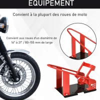 HOMCOM Rail de support universel pour moto support roue moto support béquille moto  bloque roue 8-15,5 cm trous pré-percés(m-4)