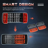 HOMCOM Aerobic Stepper verstelbare aerobic step, Rood + Zwart(m-4)
