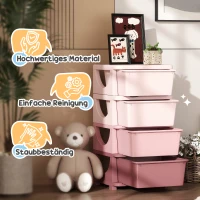 HOMCOM Opbergboxen voor Kinderen, 3 Laden, Afgeronde Randen, Verhoogd Ontwerp, 37x37x76 cm, Roze(m-7)