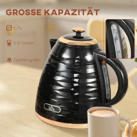 HOMCOM Elektrische waterkoker, 1,7L, 2,2kW, snelkookfunctie met afneembaar wasbaar anti-kalkfilter(m-5)