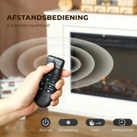HOMCOM Elektrische haard, realistische vlammen met 12 kleuren, 5 helderheidsniveaus, afstandsbediening, timer, zwart(m-6)