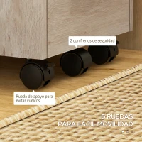 HOMCOM Cajonera Escritorio con Ruedas y 3 Cajones Cerradura y 2 Llaves Barras Ajustables para Archivos 39,2x40x65,4 cm Roble(m-7)