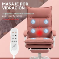 Vinsetto Silla de Masaje Reclinable con 6 Puntos de Masaje y 5 Modos con Función de Calefacción Ajustable 66x74x114-121,5 cm Rosa(m-4)